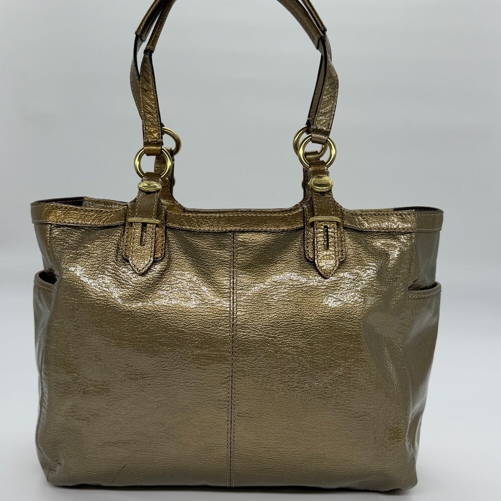 Authentic Coach Gold Shoulder Handbag - Picture 2 of 7
